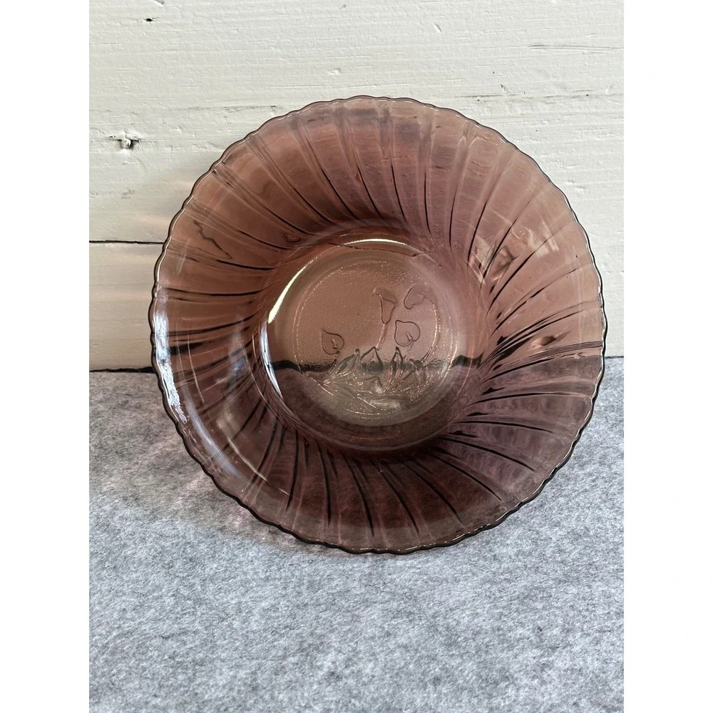 Purple Amethyst Calla Lilly Glass Bowls Set of 4 Vintage